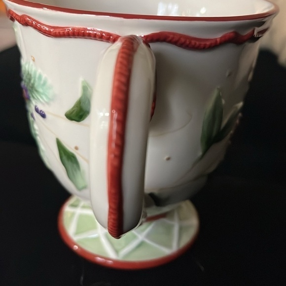 2 Mugs Winter Holiday by FITZ & FLOYD Ceramic 16oz. Cups Holly Berry gifts - Picture 6 of 10
